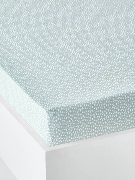 Fitted Sheet for Children, Sur les Rails Blue/Print - vertbaudet enfant 