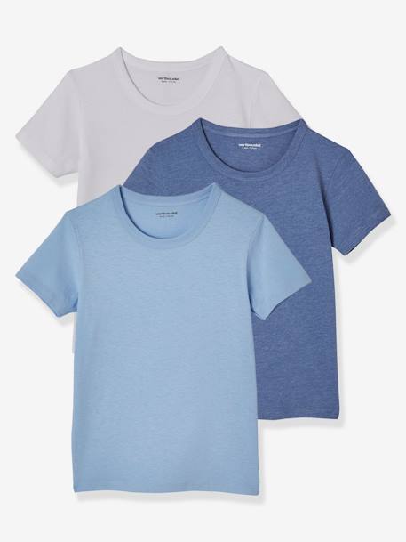 Lot de 3 T-shirts garçon manches courtes BASICS Lot camaieu bleu - vertbaudet enfant 