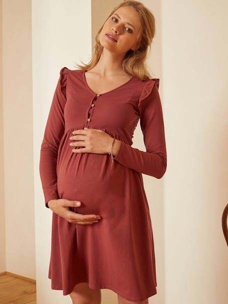 Short Jersey Knit Dress, Maternity & Nursing Special Red - vertbaudet enfant 