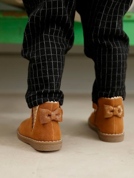 Boots bébé fille cuir zippées beige imprimé+bordeaux+CAMEL+marine+noir - vertbaudet enfant 