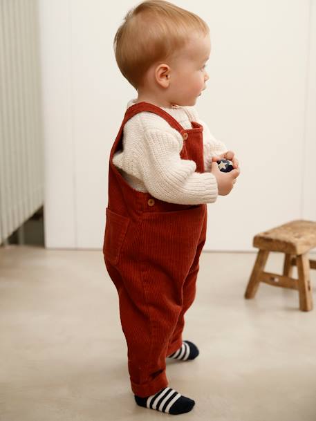 Salopette velours bébé garçon olive+terracotta - vertbaudet enfant 