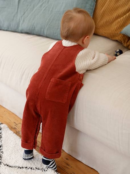 Salopette velours bébé garçon olive+terracotta - vertbaudet enfant 