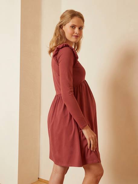 Robe courte en maille grossesse et allaitement - rouge moyen uni, Vêtements  de grossesse