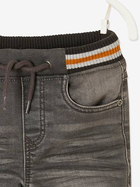 Jean garçon droit facile à enfiler denim effet molleton BRUT FONCE+denim black+denim bleached+denim gris+double stone+STONE MOYEN - vertbaudet enfant 