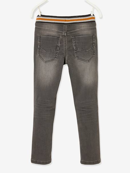 Jean garçon droit facile à enfiler denim effet molleton BRUT FONCE+denim black+denim bleached+denim gris+double stone+STONE MOYEN - vertbaudet enfant 