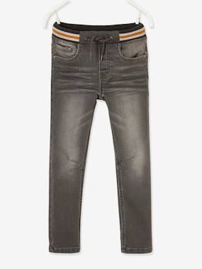 Garçon-Jean garçon droit facile à enfiler denim effet molleton 