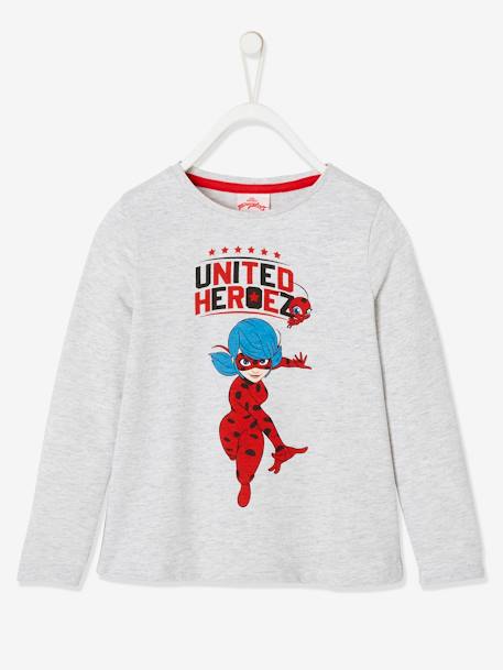 Long Sleeve Top, Miraculous: the Adventures of Ladybug, for Girls Light Grey - vertbaudet enfant 
