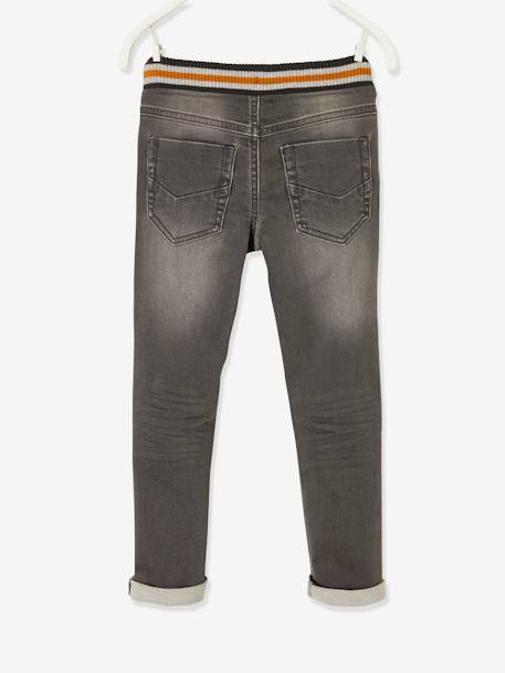 Jean garçon droit facile à enfiler denim effet molleton BRUT FONCE+denim black+denim bleached+denim gris+double stone+STONE MOYEN - vertbaudet enfant 