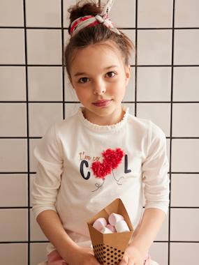 Girls-Tops-Top with Fancy Motif with Shaggy Rag Details for Girls