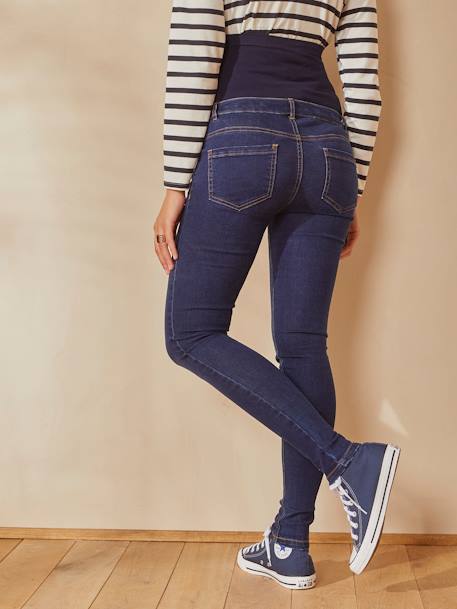 Skinny Leg Maternity Jeans with Seamless Belly-Wrap BLUE MEDIUM WASCHED+Dark Blue+Grey Anthracite - vertbaudet enfant 