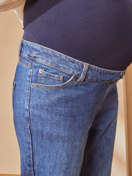 Maternity Jeans with Seamless Belly-Wrap BLUE LIGHT SOLID+Denim Blue+GREY MEDIUM SOLID - vertbaudet enfant 