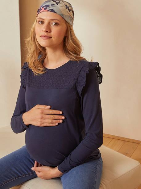 T-shirt bi-matière grossesse et allaitement encre - vertbaudet enfant 