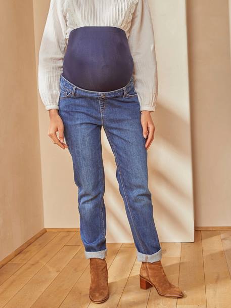Maternity Jeans with Seamless Belly-Wrap BLUE LIGHT SOLID+Denim Blue+GREY MEDIUM SOLID - vertbaudet enfant 