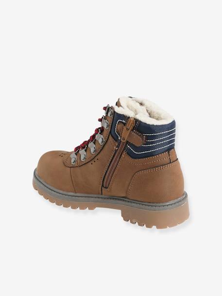 Ankle Boots with Laces & Zips for Boys Brown - vertbaudet enfant 