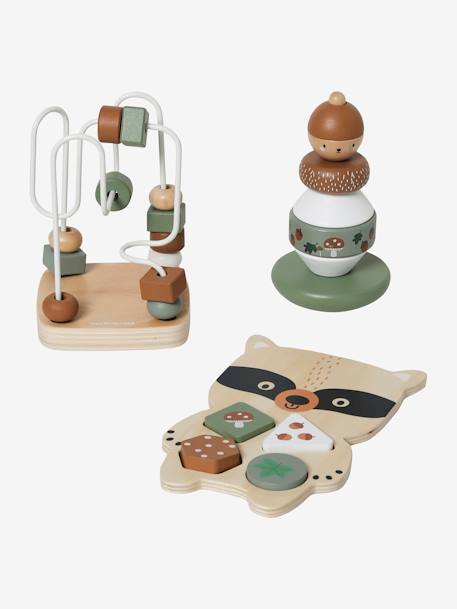 Coffret 3 jeux d'éveil GREEN FOREST en bois FSC® Multicolore - vertbaudet enfant 
