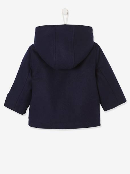 Hooded Duffle Coat for Babies Dark Blue+Grey Stripes - vertbaudet enfant 