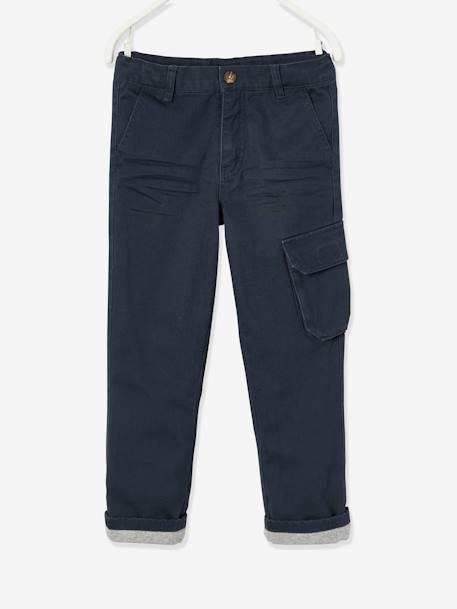 Lined Cargo Trousers for Boys Blue - vertbaudet enfant 