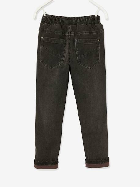 Straight Leg Jeans, Pull-On Cut, Lined, for Boys Dark Grey+Denim Blue - vertbaudet enfant 