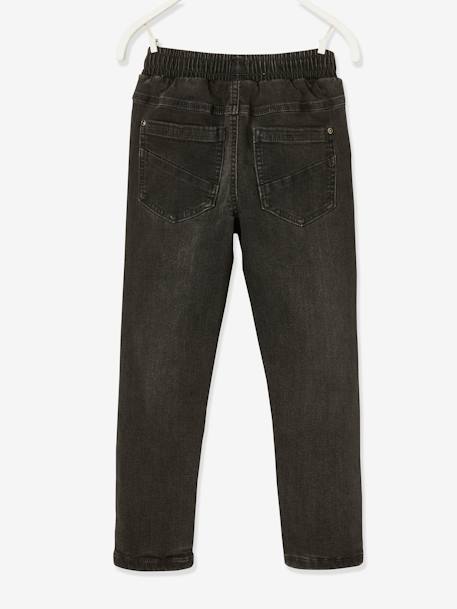 Straight Leg Jeans, Pull-On Cut, Lined, for Boys Dark Grey+Denim Blue - vertbaudet enfant 