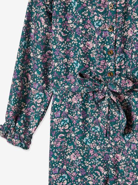Floral Jumpsuit for Girls Dark Blue/Print+Dark Green/Print - vertbaudet enfant 