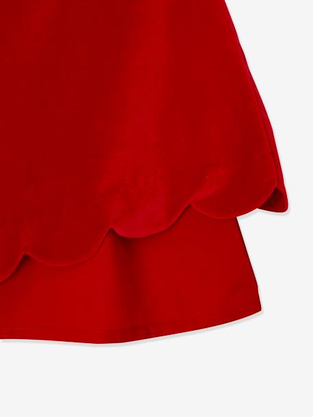 Velour Occasionwear Dress with Bow on the Back, for Girls Dark Red+green - vertbaudet enfant 