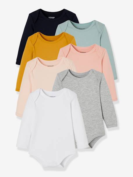 Bodies Bébé - Lot De 7, 100% Coton, Boutons-Pression Entrejambe - Taille 0-3 à 12-18 Mois (selon Lot)