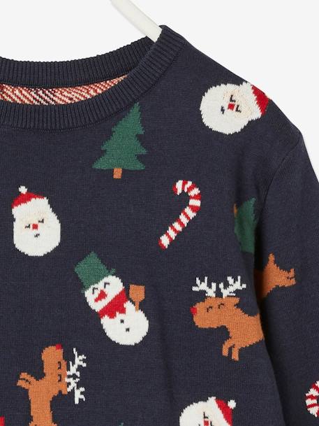 Christmas Special Jacquard Knit Jumper with Fun Motifs for Boys Blue/Print - vertbaudet enfant 
