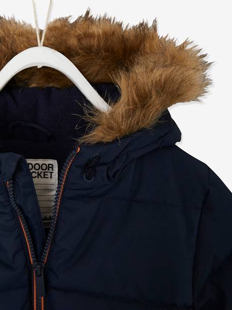 Hooded Jacket, Polar Fleece Lining Dark Blue+Orange - vertbaudet enfant 