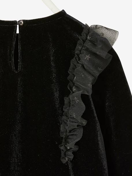 Velour Occasionwear Dress for Girls Black - vertbaudet enfant 