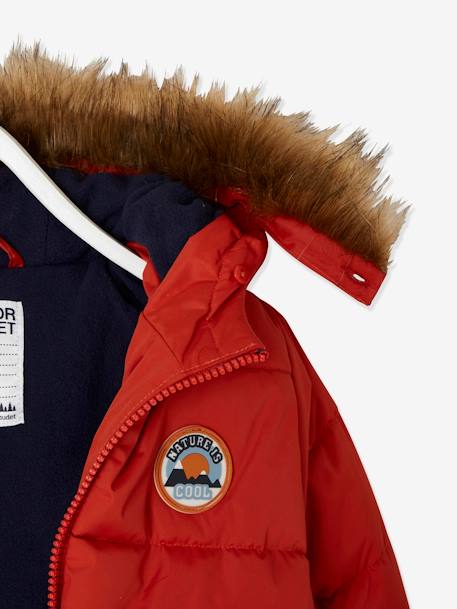 Hooded Jacket, Polar Fleece Lining Orange - vertbaudet enfant 