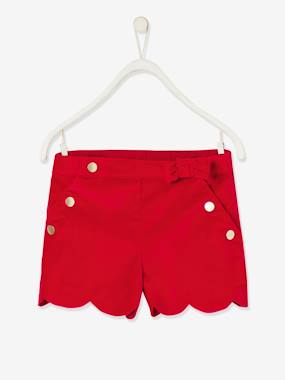 Girls-Shorts-Velour Shorts with Fancy Finish, for Girls