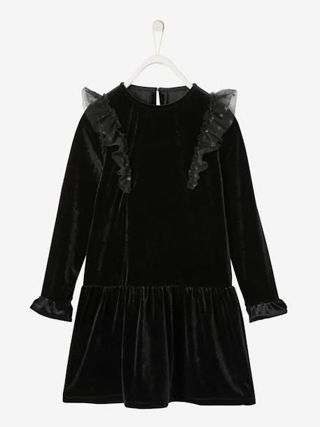 Robe de fête fille en velours lisse noir - vertbaudet enfant 