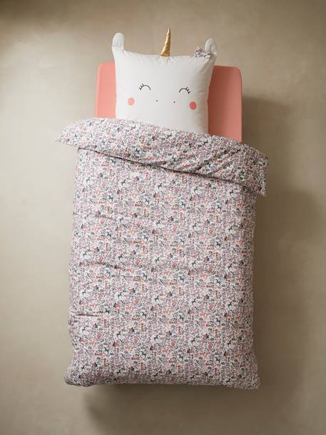 Duvet Cover + Pillowcase Set for Children, Unicorn Land Purple/Print - vertbaudet enfant 