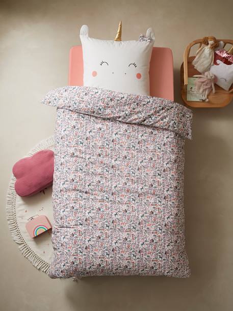 Duvet Cover + Pillowcase Set for Children, Unicorn Land Purple/Print - vertbaudet enfant 