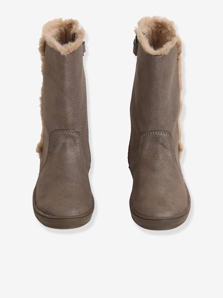 Fur Lined Boots for Girls Shimmery Beige - vertbaudet enfant 