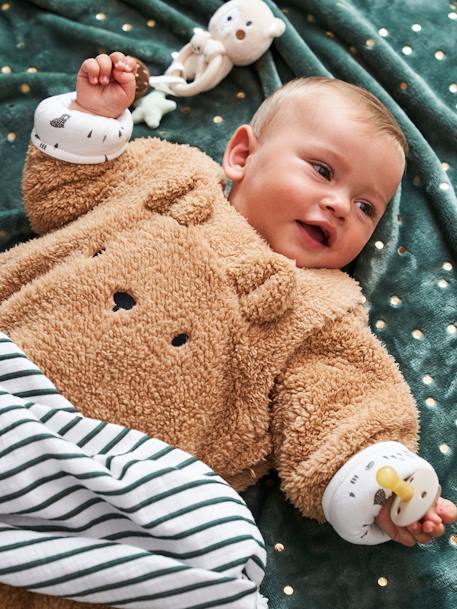 Gigoteuse hiver manches amovibles en polaire Ours GREEN FOREST beige foncé+écru+vert sauge - vertbaudet enfant 