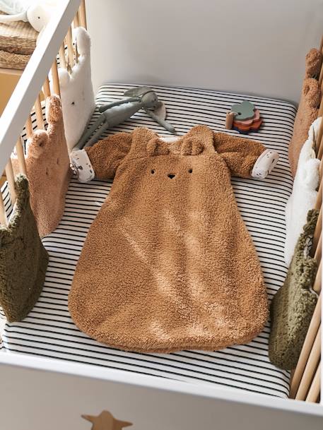 Gigoteuse hiver manches amovibles en polaire Ours GREEN FOREST beige foncé+écru+vert sauge - vertbaudet enfant 