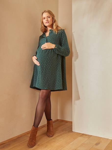 Robe imprimée gaze de coton grossesse et allaitement VERT - same as swatch AH20-3 - vertbaudet enfant 