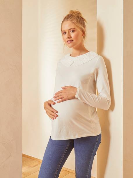 T-shirt col fantaisie grossesse et allaitement Beige - cf swatch - vertbaudet enfant 