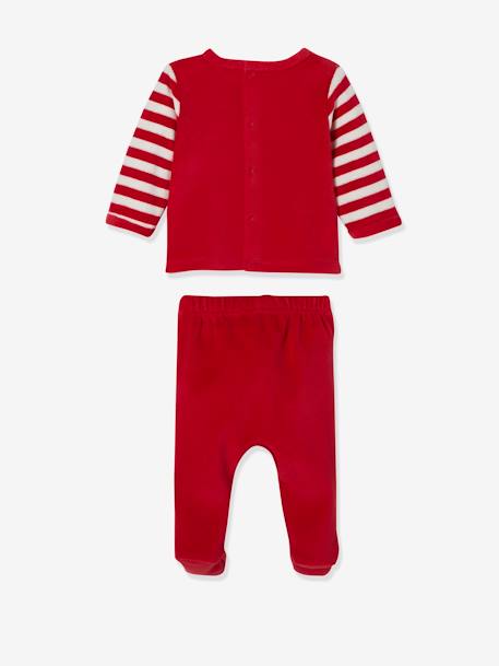 Pyjama Noël bébé 2 pièces en velours rouge brique - vertbaudet enfant 