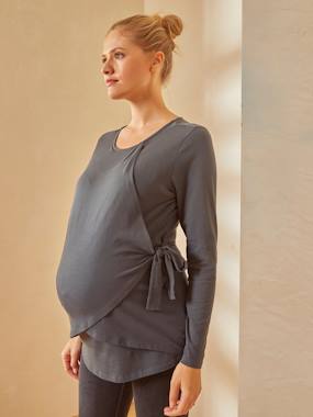 Maternity-T-shirts & Tops-Top with Crossover Panels, Maternity & Nursing Special