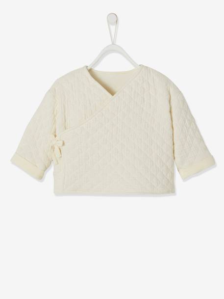 Quilted Wrap-Over Jacket for Babies ecru+vanilla+WHITE MEDIUM SOLID - vertbaudet enfant 