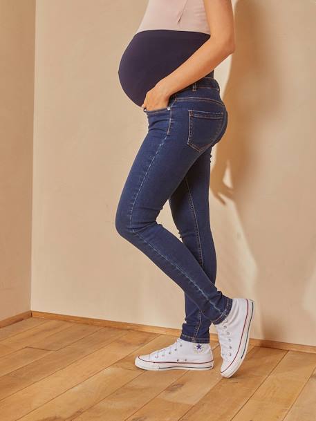 Slim Leg Maternity Jeans with Seamless Belly-Wrap Bleached Denim+Dark Blue+Grey Anthracite - vertbaudet enfant 