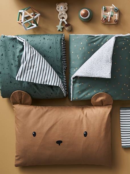 Taie d'oreiller bébé ourson GREEN FOREST marron - vertbaudet enfant 