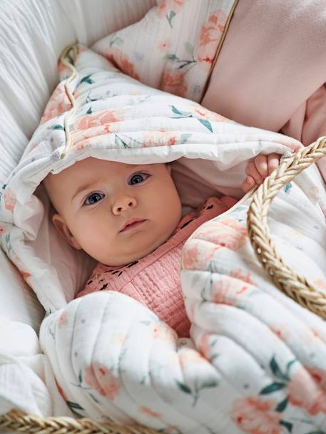 Baby Nest in Cotton Gauze, EAU DE ROSE Theme White/Print - vertbaudet enfant 