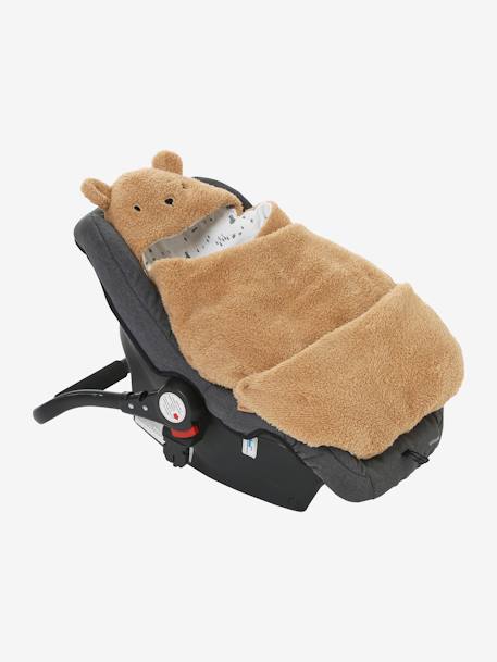 Nid d'ange transformable en tapis à langer peluche beige+beige imprimé+écru+gris souris+kaki+rose imprimé - vertbaudet enfant 