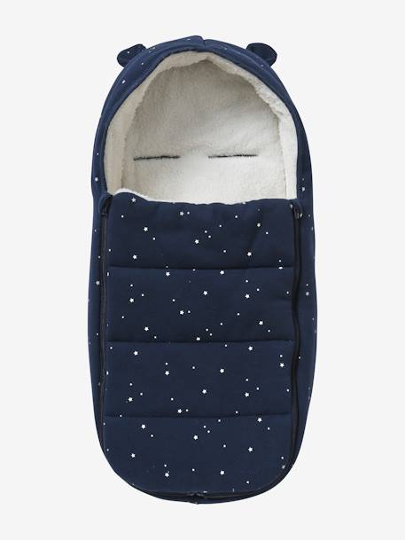 Chancelière coque et nacelle en molleton marine imprimé étoiles - vertbaudet enfant 