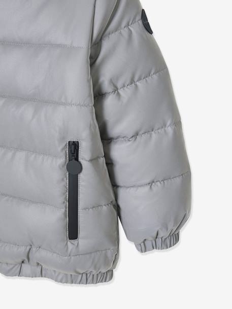 Padded Jacket with Polar Fleece Lined Hood, Reflective Effect & Recycled Fibre Padding for Boys Grey - vertbaudet enfant 