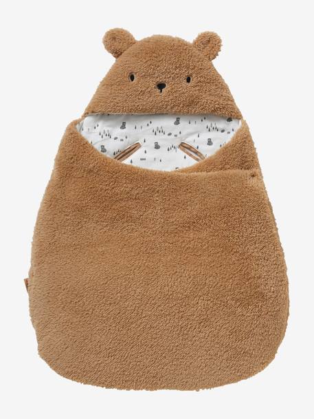 Nid d'ange transformable en tapis à langer peluche beige+beige imprimé+écru+gris souris+kaki+rose imprimé - vertbaudet enfant 