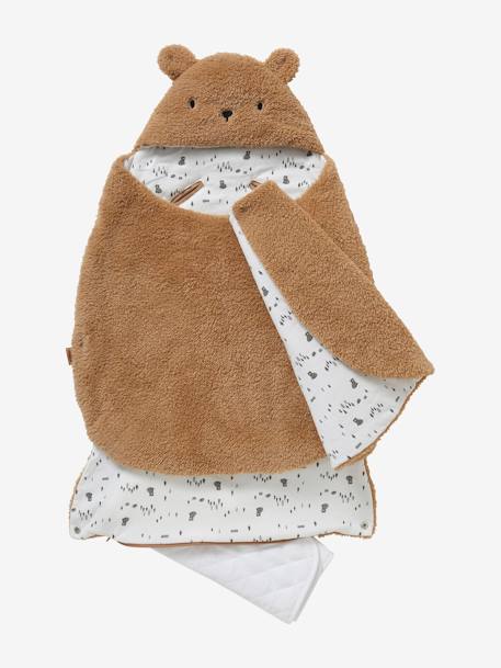 Nid d'ange transformable en tapis à langer peluche beige+beige imprimé+écru+gris souris+kaki+rose imprimé - vertbaudet enfant 